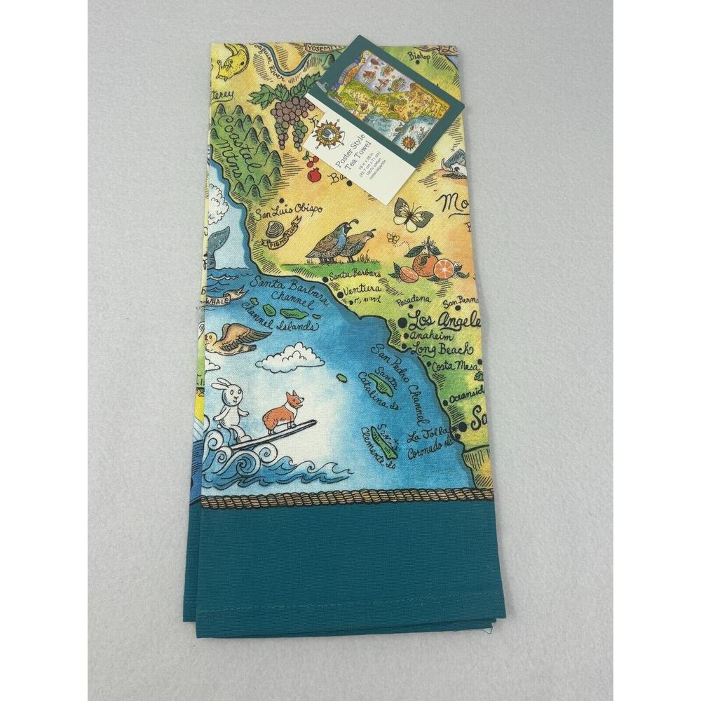 Kay Dee Designs Adventure Destinations CALIFORNIA Map Tea Kitchen Towel 18" x28"